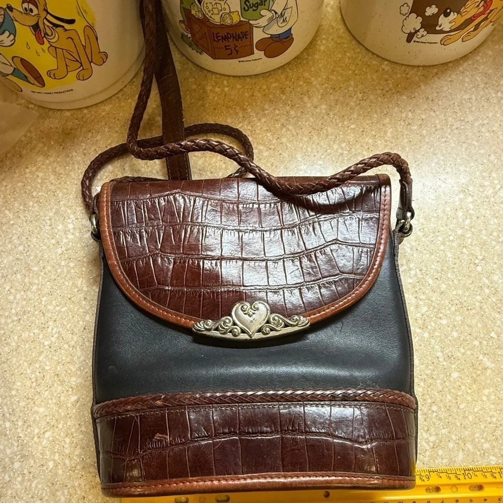 Vintage Brighton Brown and Black Croc-Embossed Purse Small 2 tone Bag